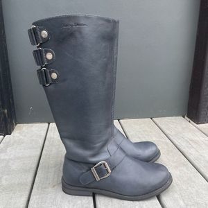 Harley Davidson Motorcycle Riding Boots Grey Tall Logo Women's US 7